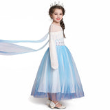 Kid Girls Frozen Elsa Gown White Long Gown With Cape Dress