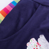 Kid Baby Girls Long Sleeve Unicorn Embroidered Cotton Dresses