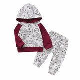 Baby Boys Girls Cartoon Print Long Sleeve Sets 2 Pcs Suits