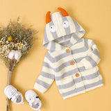 Baby Girl Cute Knitted Striped Button Sweater with Pocket