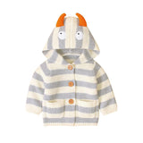 Baby Girl Cute Knitted Striped Button Sweater with Pocket