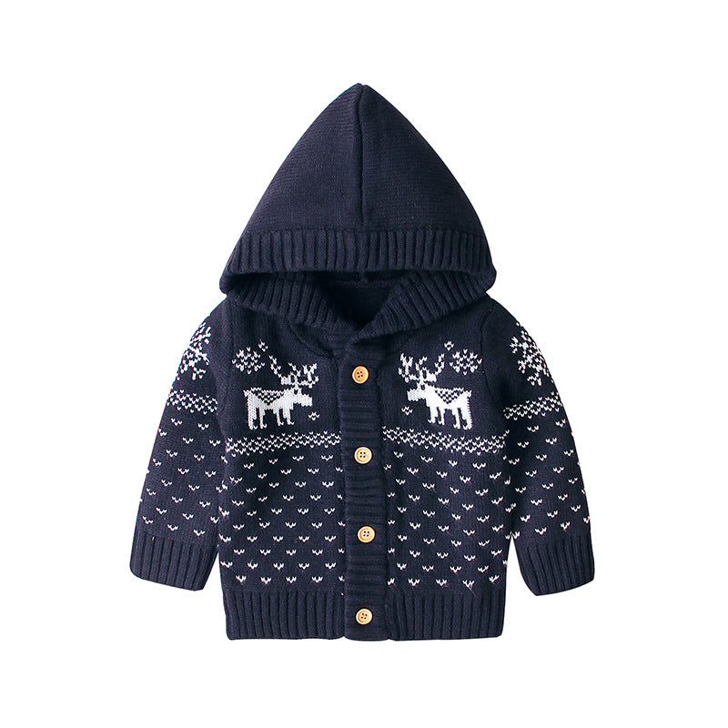 Ins Hooded Knitted Cartoon Baby Sweater Coat