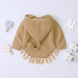 Baby Girl Hooded Cape Bow Knit Sweater