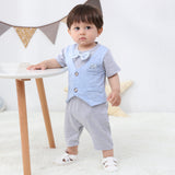 Baby Boy Gentleman Short Sleeved Crawl Suit 2 Pcs Set