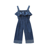 Kid Girl Denim Jumpsuit Breathable Thin Denim Pants