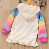 Kid Baby Girls Rainbow Ins Mid Length Hooded Casual Dresses