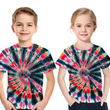 Kid Boy Girl Short Sleeve Sport Summer Mixed Color Tie-dye Digital Loose T-shirt