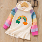 Kid Baby Girls Rainbow Ins Mid Length Hooded Casual Dresses