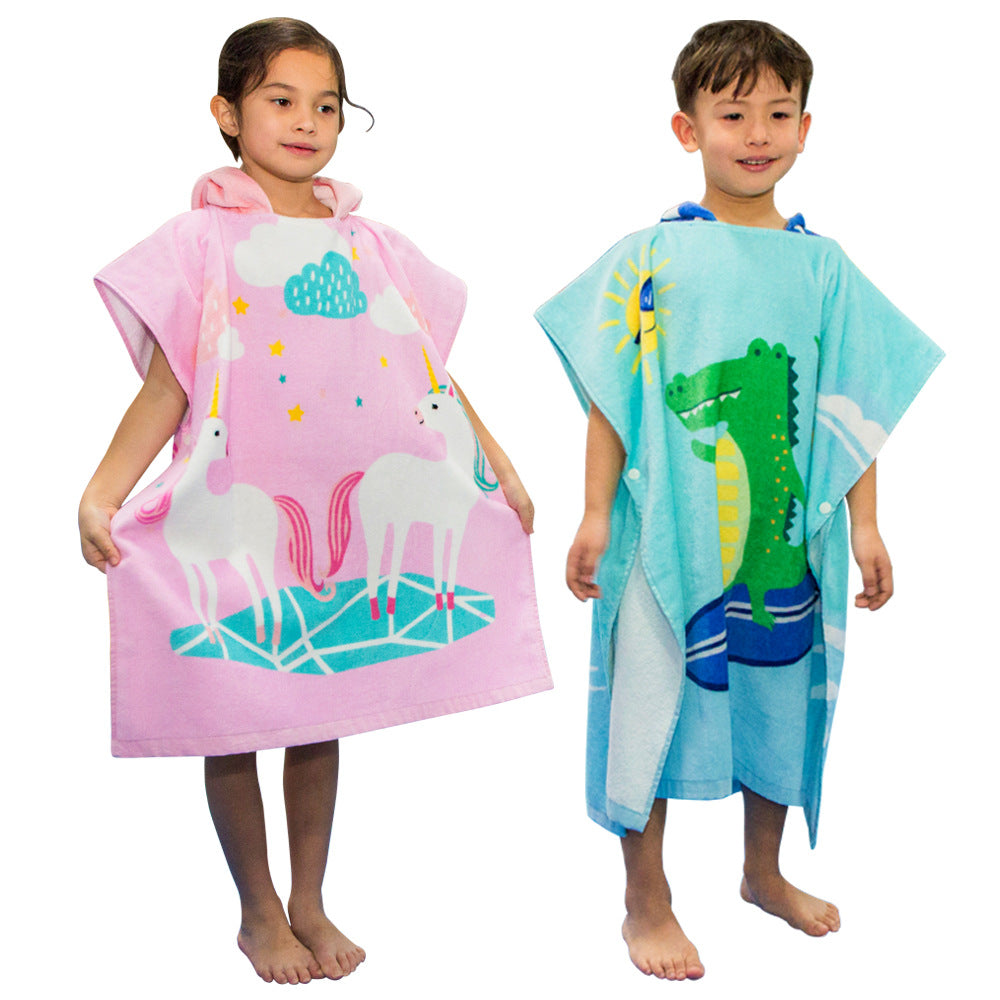 Kid Baby Bath Towel Beach Cotton Cartoon Dinosaur Microfiber Pajamas