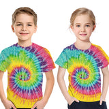 Kid Boy Girl Short Sleeve Sport Summer Mixed Color Tie-dye Digital Loose T-shirt