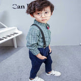 Boys Grid Gentleman Style 2pcs Outfit 1-5 Years