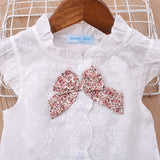 Kid Baby Girls Short Sleeve Bowknot Gauze 2 Pcs Sets