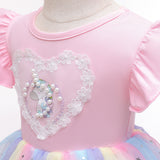 Kid Girls Thin Knit Cotton Unicorn Birthday Rainbow Sequins Dresses