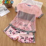 Kid Baby Girls Mesh Wrap Summer Shorts Set 2 Pcs