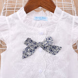 Kid Baby Girls Short Sleeve Bowknot Gauze 2 Pcs Sets