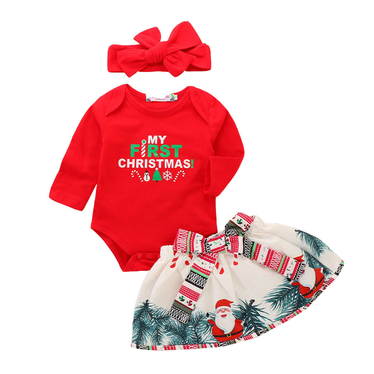 Cute Baby Girl Fashion Ins Christmas Suit 3 Pcs Set