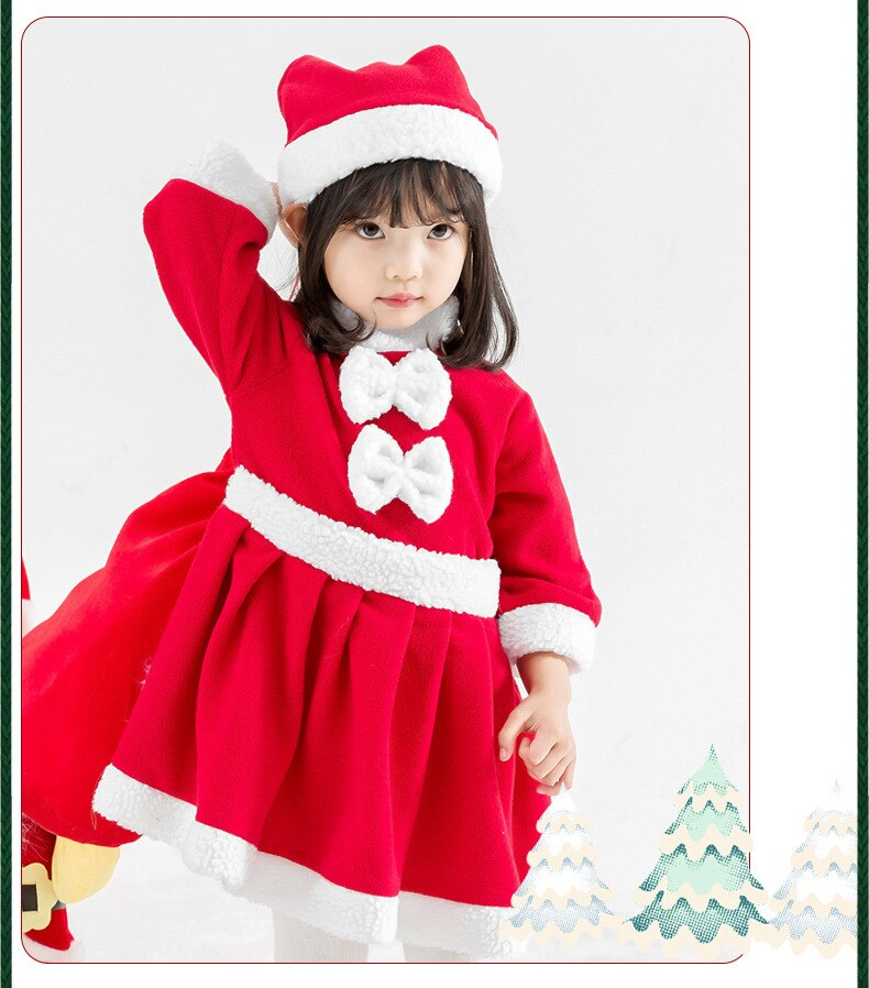 Kids Boy Girl Christmas Santa Claus Thickened Cashmere 2 Pcs Set
