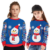 Kids Christmas Elk Digital Printing Warm Long Sleeve Crew Neck Sweater