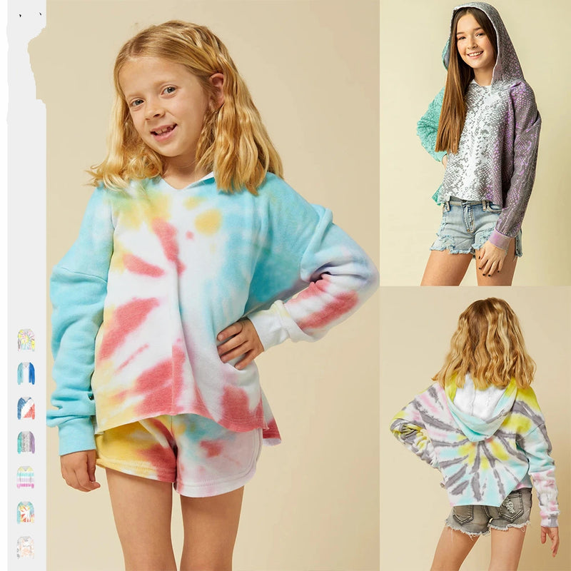 Kids Girl Camouflage Tie-dye Gradient Print T-shirt