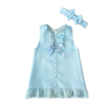 Baby Girls Dress Summer Fashion Sleeveless Bow Ins Dresses 2 Pcs