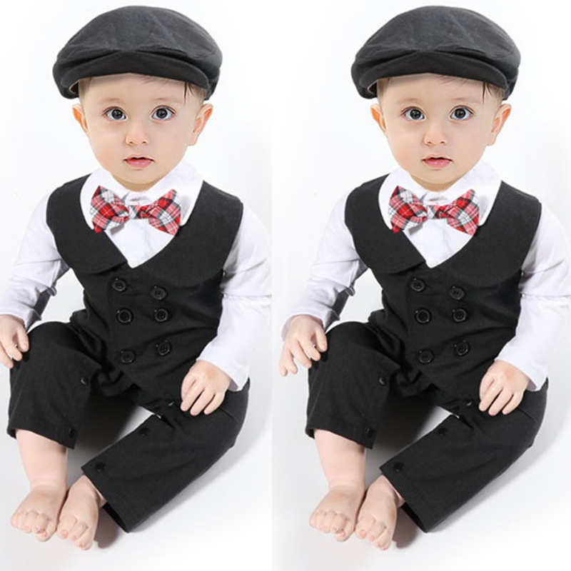 Climb Gentleman Bow Baby Formal 3 Pcs Sets Suits