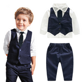 British Style Gentleman Suit Baby Boy 2 Pcs Formal Wedding Set