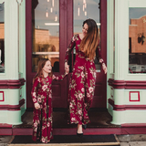 Family Mommy & Me Red Fall Floral Long Sleeve Maxi Dress