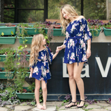 Family Matching Mother-daughter Printed Flounce Dress