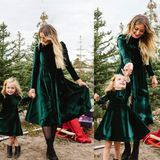 Autumn Mom Daughter Dress Solid Long Sleeve Family Matching Outfits