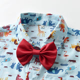 Boys Boy Summer Cartoon Gentleman Short Sleeve 2 Pcs Sets