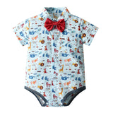 Boys Boy Summer Cartoon Gentleman Short Sleeve 2 Pcs Sets