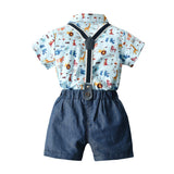 Boys Boy Summer Cartoon Gentleman Short Sleeve 2 Pcs Sets