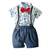 Boys Boy Summer Cartoon Gentleman Short Sleeve 2 Pcs Sets
