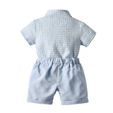 Kid Baby Boy Suit Summer Gentleman Solid Short Sleeves 2 Pcs Set