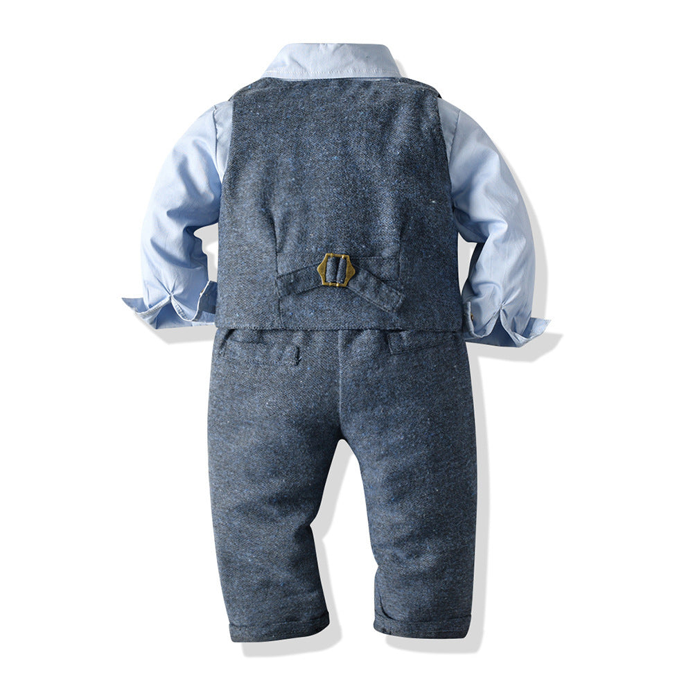 Long-sleeved Grey Formal Baby Boy Formal 2 Pcs Set Suits