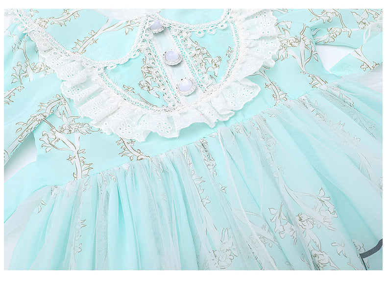 Kids Lolita Dress Sweet Lace Princess Dress 2 Colors 3-14 Years