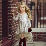 Kids Girls Party Gowns Long Sleeve Baby Dresses