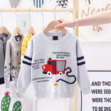 Kids Boys Cartoon Fire Truck Jacquard Sweater