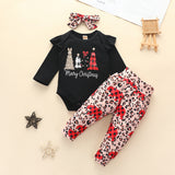 Baby Girl Christmas Long-sleeved Suit Ins Wind Tree Bear Suits 3 Pcs