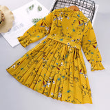 Kid Girl Autumn Edition Printed Long Sleeves Flower Dresses