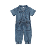 Kid Baby Girl Short Sleeve Jean Jumpsuit Rompers