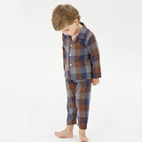 Boy Casual Multicolor Plaid Long-sleeved 2 Pcs Pajamas