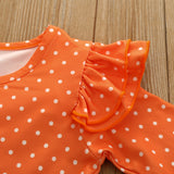 Kid Baby Girl Polka Dot Pumpkin Suspenders Halloween Thanksgiving 2 Pcs Sets