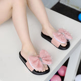 Girl Princess Fashion Bow Flip-flops with Non-slip Soft Base Shoes