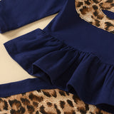 Kid Baby Girl Suit  Long Sleeve Leopard Print 2 Pcs