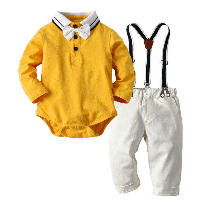Autumn Boys Casual Polo Long Sleeve Set 2 Pcs suits