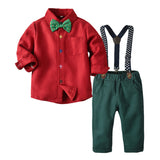 Long-sleeved Elastic Overalls Baby Boy Set 2 Pcs Suits