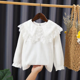 Baby Girls Long Sleeve T-shirt Collar Cotton Lace Top