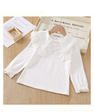 Baby Girls Long Sleeve T-shirt Collar Cotton Lace Top