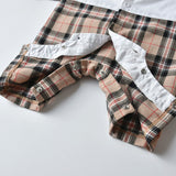 Baby Boy Set Suits Long-sleeved Plaid 2 Pcs Romper